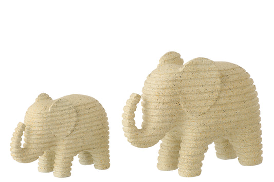 gestreept olifant beeld beige klein en groot – decoratieve dierenbeelden