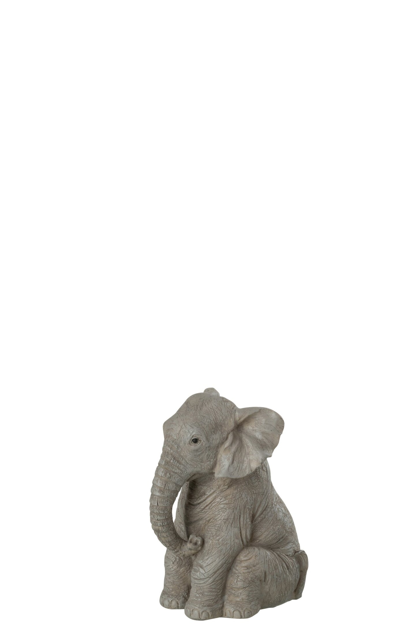 J-Line zittend olifant beeld grijs van polyresin 18,5 cm hoog