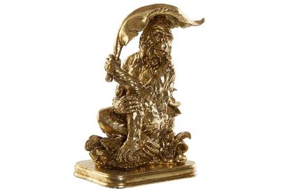 Goldene Affenstatue mit Blatt – Verspielte Dekoration
