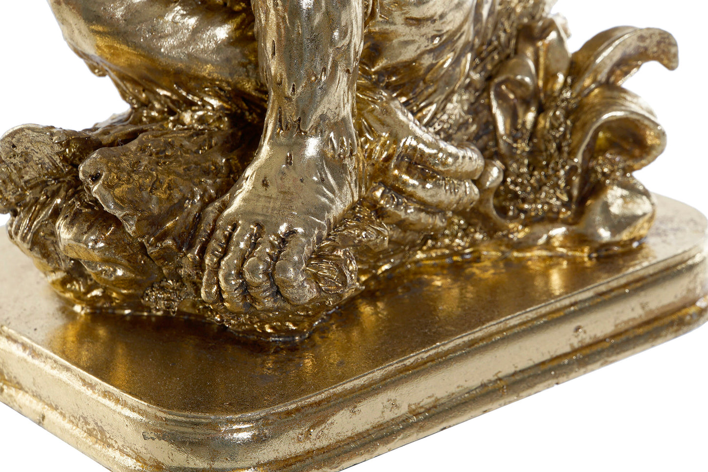 Goldene Affenstatue mit Blatt – Verspielte Dekoration