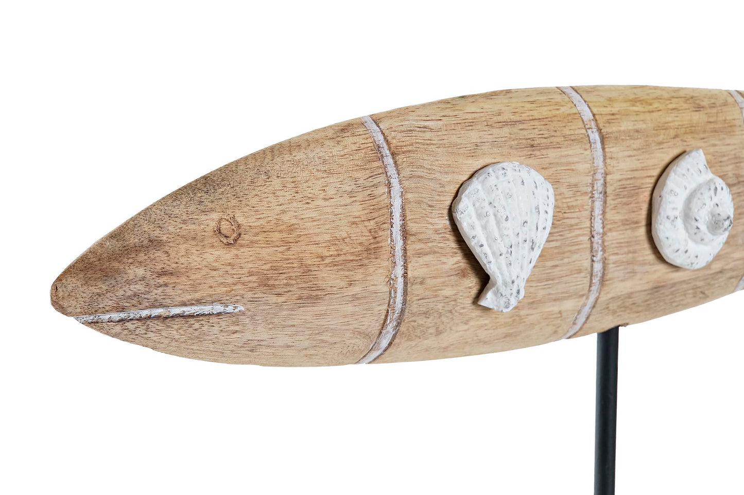 Vis Decoratie op Standaard – Mangohout & Aluminium – Maritieme Woonaccessoire