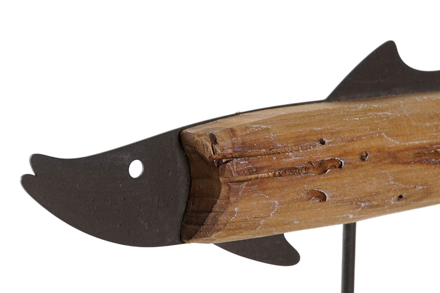 Vis Decoratie op Standaard – Hout & Metaal – Natuurlijke Woonaccessoire