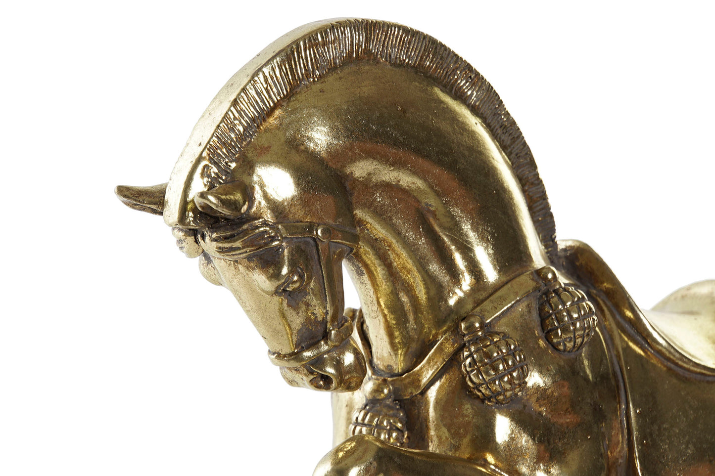 Gouden Paardenbeeld – Op Zwarte Voet (29×25 cm)