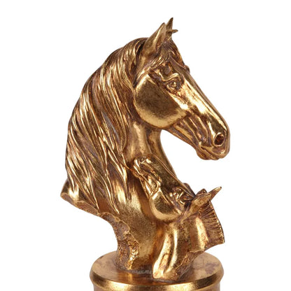 Gouden Paardenbuste Beeld – 26,5 cm – Dutch Style