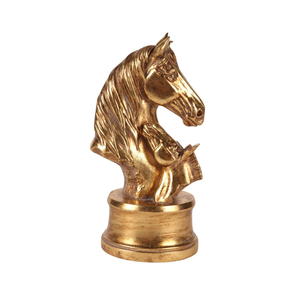 Gouden Paardenbuste Beeld – 26,5 cm – Dutch Style