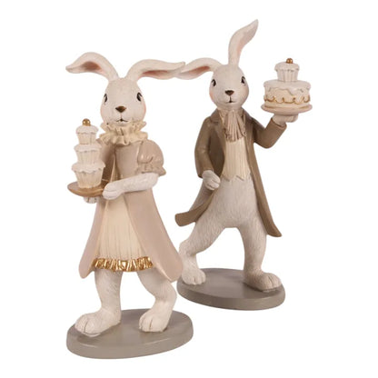Paashaas met Taart – Beige – Mannetje of Vrouwtje – Dutch Style – 23 cm