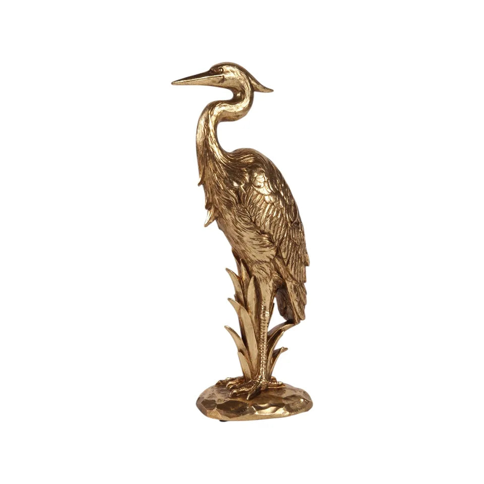 Gouden reiger beeld – Dutch Style decoratief vogelbeeld 28 cm hoog