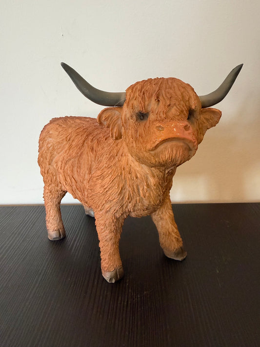 schotse hooglander beeld staand bruin dieren decoratie polyresin