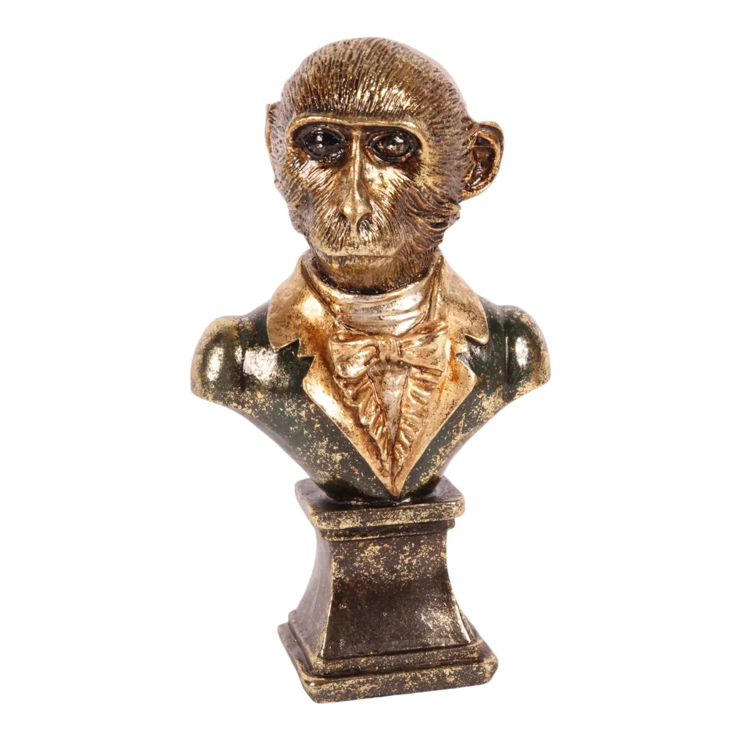 Buste Aap Goud Groen – Antiek Apen Beeld Dutch Style – Krokomingo