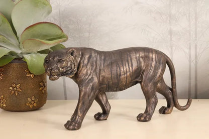 tijger beeld goud Dutch Style – luxe dierenbeeld met patina effect van polyresin 53 cm