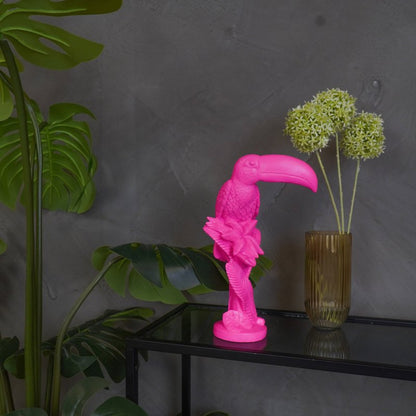 Tukan-Statue – Leuchtendes Pink – 29,5 cm – Housevitamin
