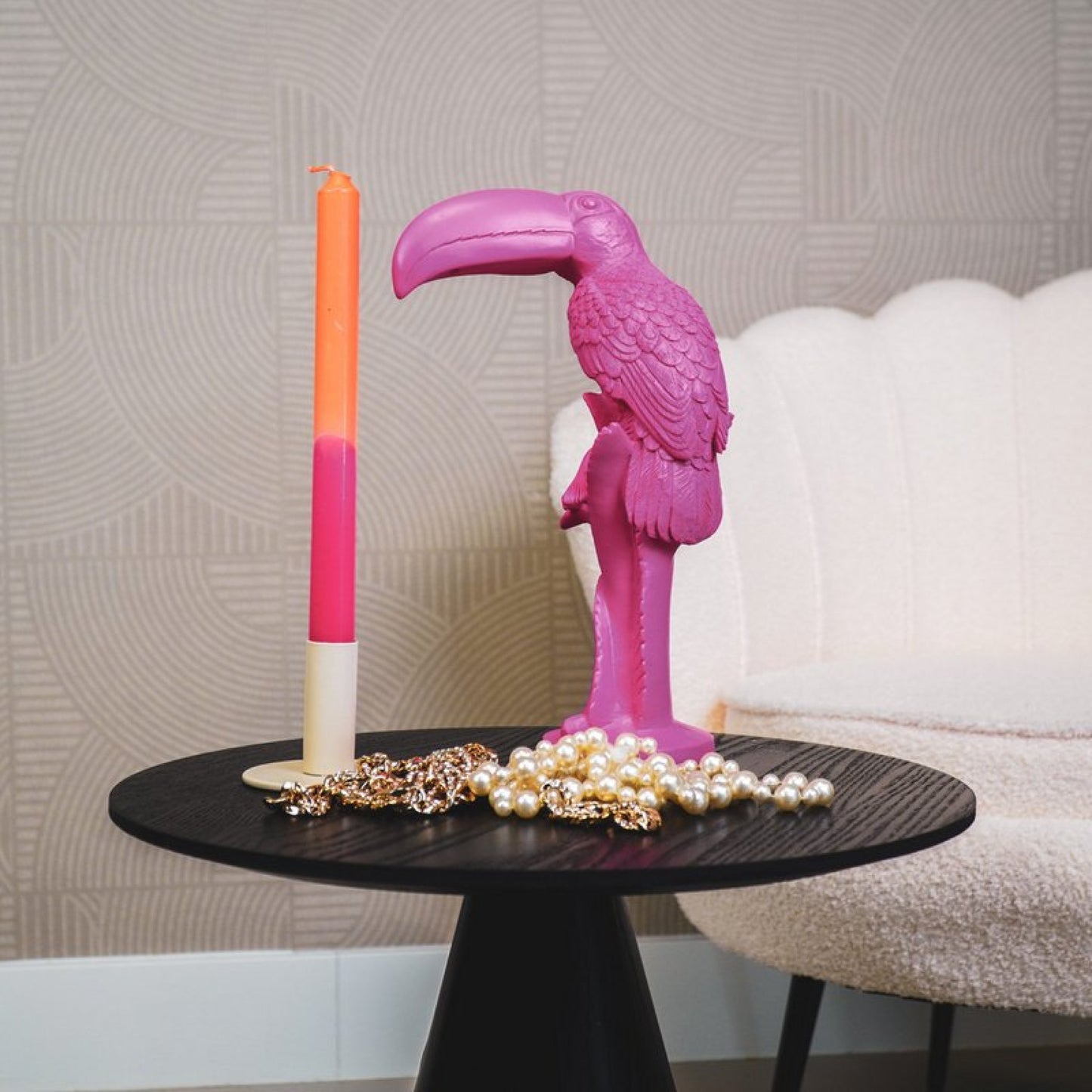 Tukan-Statue – Leuchtendes Pink – 29,5 cm – Housevitamin