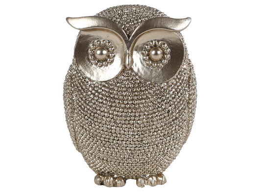 Gouden uil beeldje met kralenpatroon – luxe decoratie 10 cm