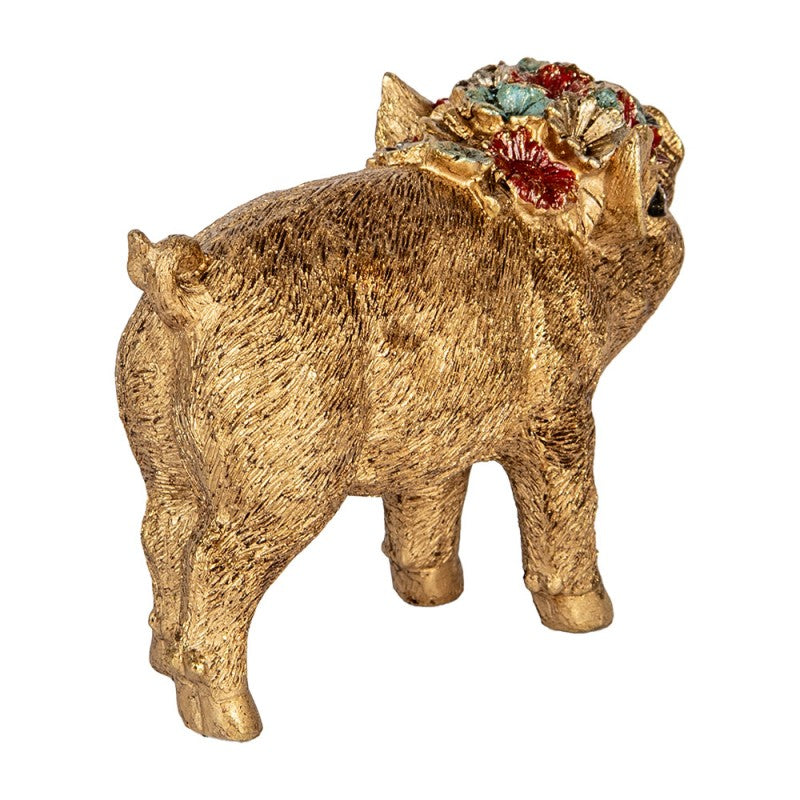 Golden Piggy – Schweinefigur mit Blumenkrone