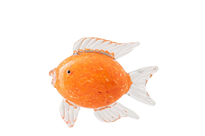 glazen vis presse papier oranje decoratie beeld glas