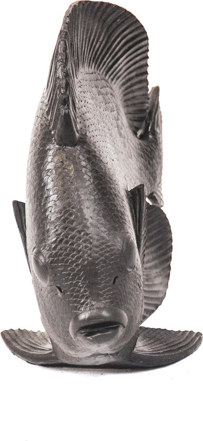 Schwarze Fischdekoration – Mattes Polyresin – 19,5 cm