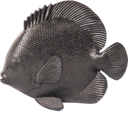 Schwarze Fischdekoration – Mattes Polyresin – 19,5 cm