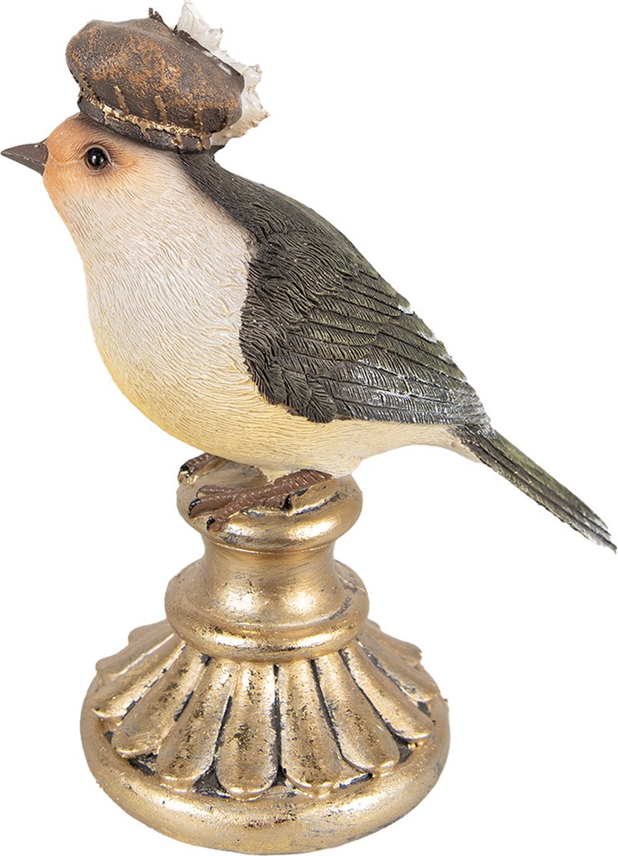 Vogelstatue mit Barockhut