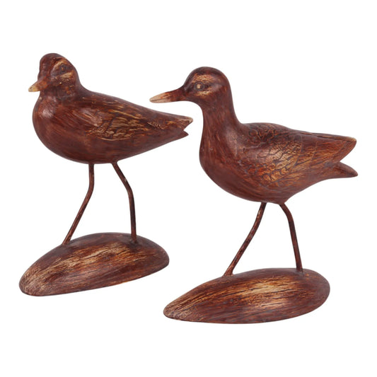 houten vogel beelden set van 2 bruine decoratie Dutch Style