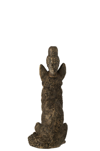 Fuchs mit Eule – Bronzestatue – 28 cm hoch