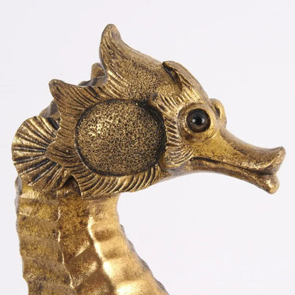 Gouden Zeepaard Beeld op Donkere Voet – Dutch Style – 53 cm