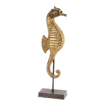 Gouden Zeepaard Beeld op Donkere Voet – Dutch Style – 53 cm
