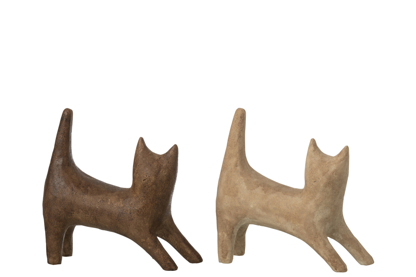 abstract kattenbeeld minimalistisch design – decoratief beeld 18 cm beige bruin