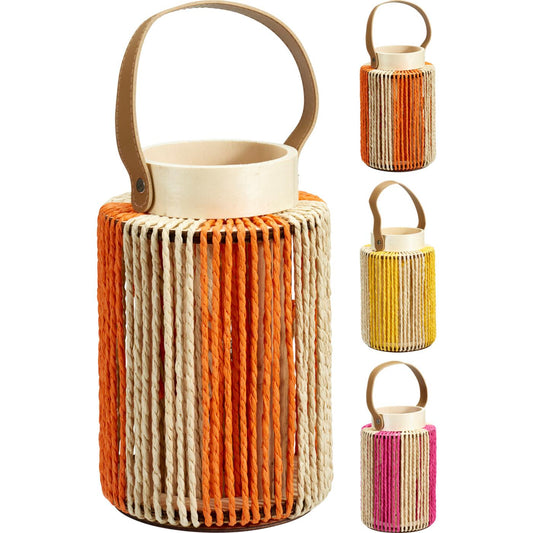 lantaarn touw handvat oranje geel roze sfeerverlichting tuin interieur