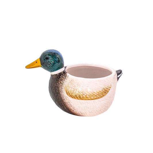 Keramieken bloempot in de vorm van een eend – 10,5 x 16 x 10 cm – decoratief dieren woonaccessoire