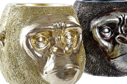 Gorilla bloempot in goud en zwart/zilver – decoratief dierenhoofd van polyresin, urban woondecoratie van Krokomingo