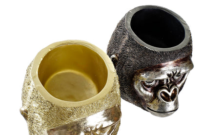 Gorilla Head Flower Pot – Gold or Black/Silver – 18.5 cm High