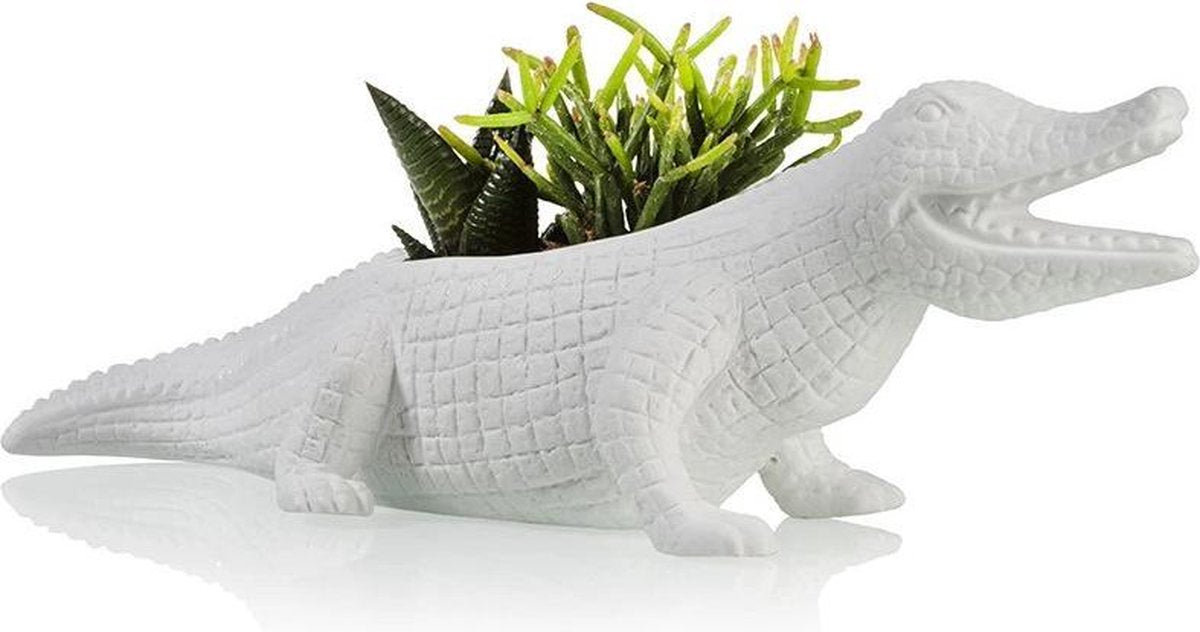 Bloempot Krokodil – Wit Porselein – 34 cm
