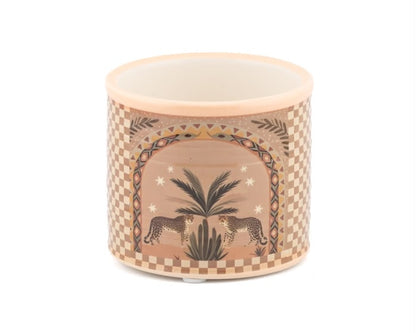 Safari bloempot aardewerk – cheeta print – beige – 2 maten