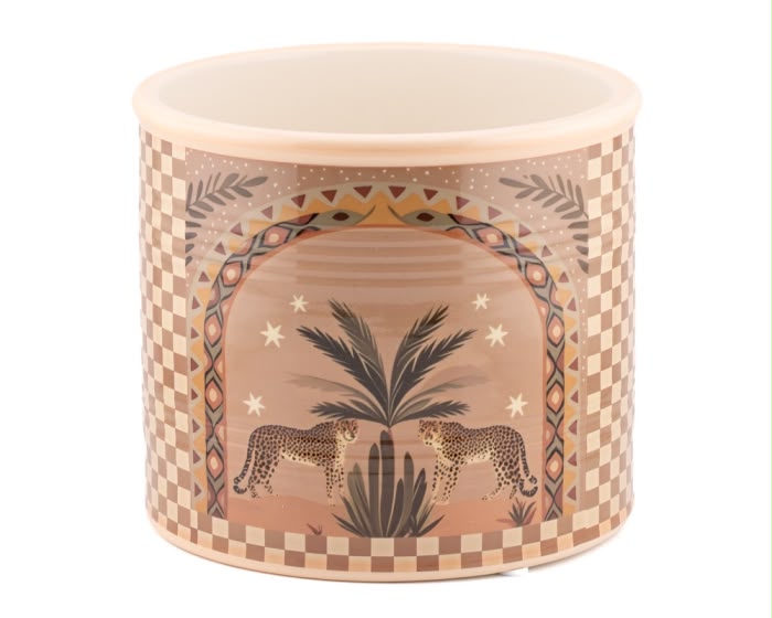 Safari bloempot aardewerk – cheeta print – beige – 2 maten