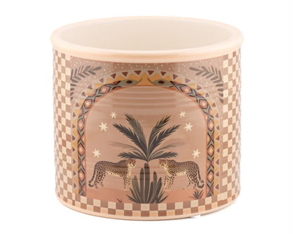 Safari bloempot aardewerk – cheeta print – beige – 2 maten