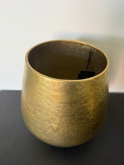 Golden Leopard Print Flowerpot – Luxury Aluminium Planter