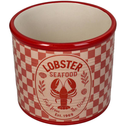 voorraadpot kreeft rood bloempot keukenpot keramiek vintage diner