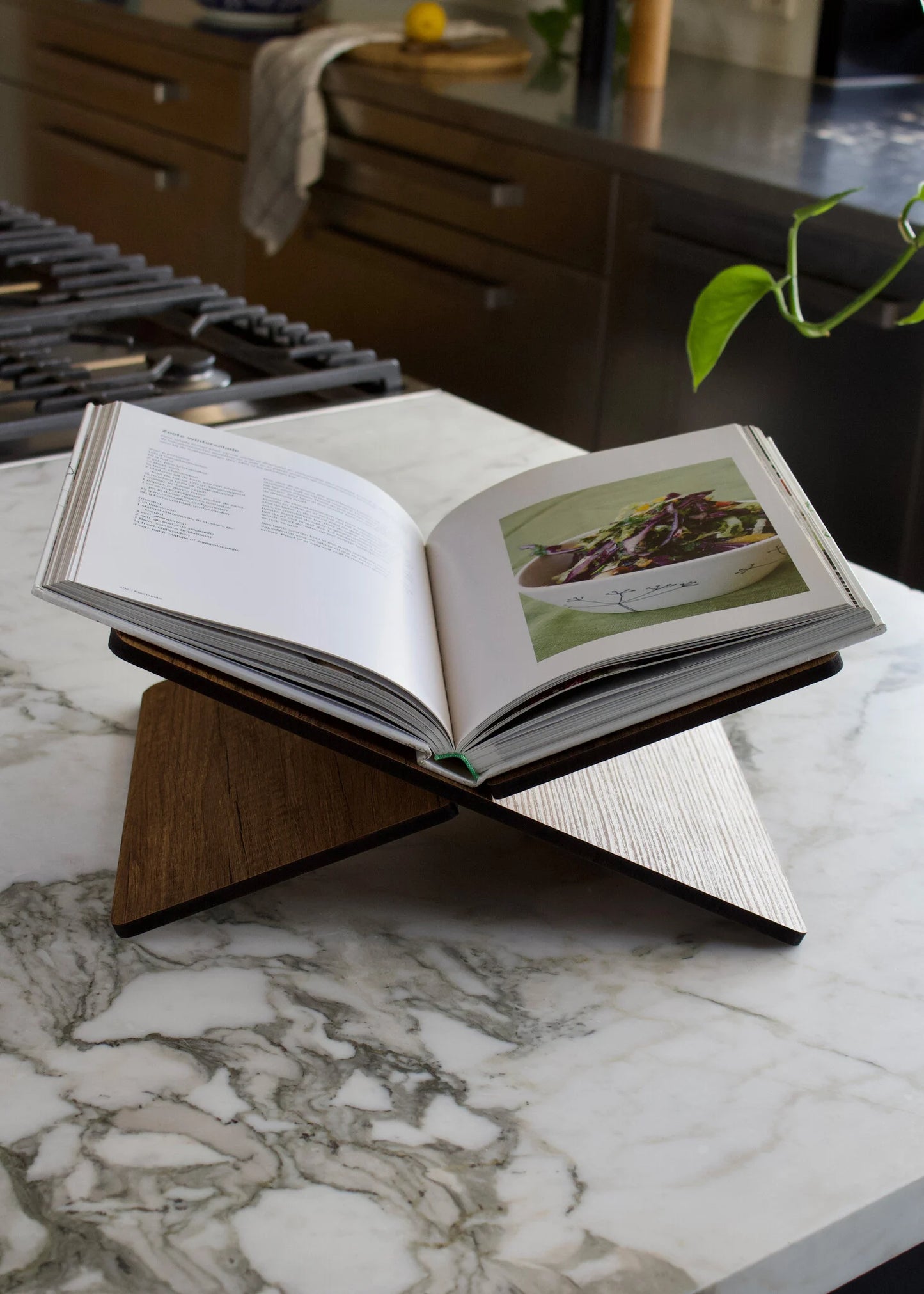 Walnut Book Stand - Luxury Wooden Stand for Cookbooks & Coffee Table Books