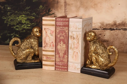 Boekensteunen Aap Goud – Set van 2 Decoratieve Apen Dutch Style