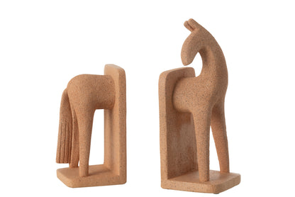 Set van 2 paardenboekensteunen van J-Line in terracotta kleur met minimalistisch design voor boeken en decoratie.