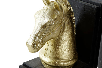 Buchstützen mit Pferdekopf – Gold &amp; Schwarz | 2er-Set