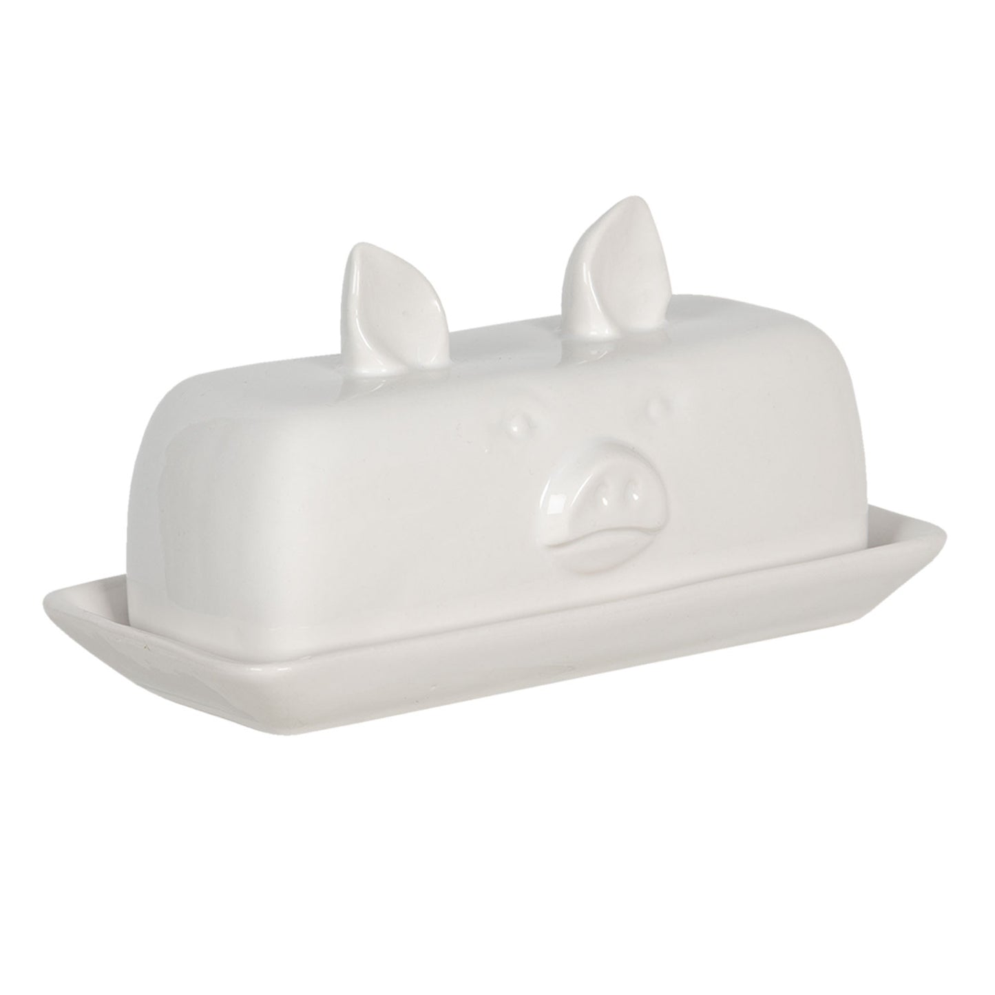 Butterdose Schwein – Weiße Keramik (19x11x9 cm)