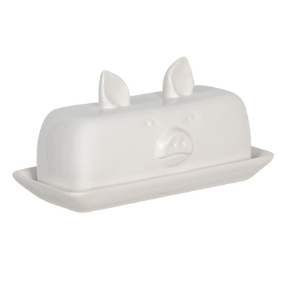 Butterdose Schwein – Weiße Keramik (19x11x9 cm)