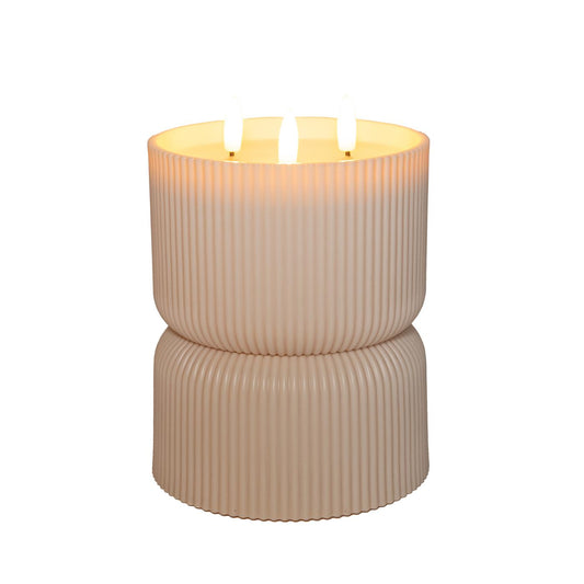 led buitenkaars creme 3d vlam drie lichten kunststof kaars