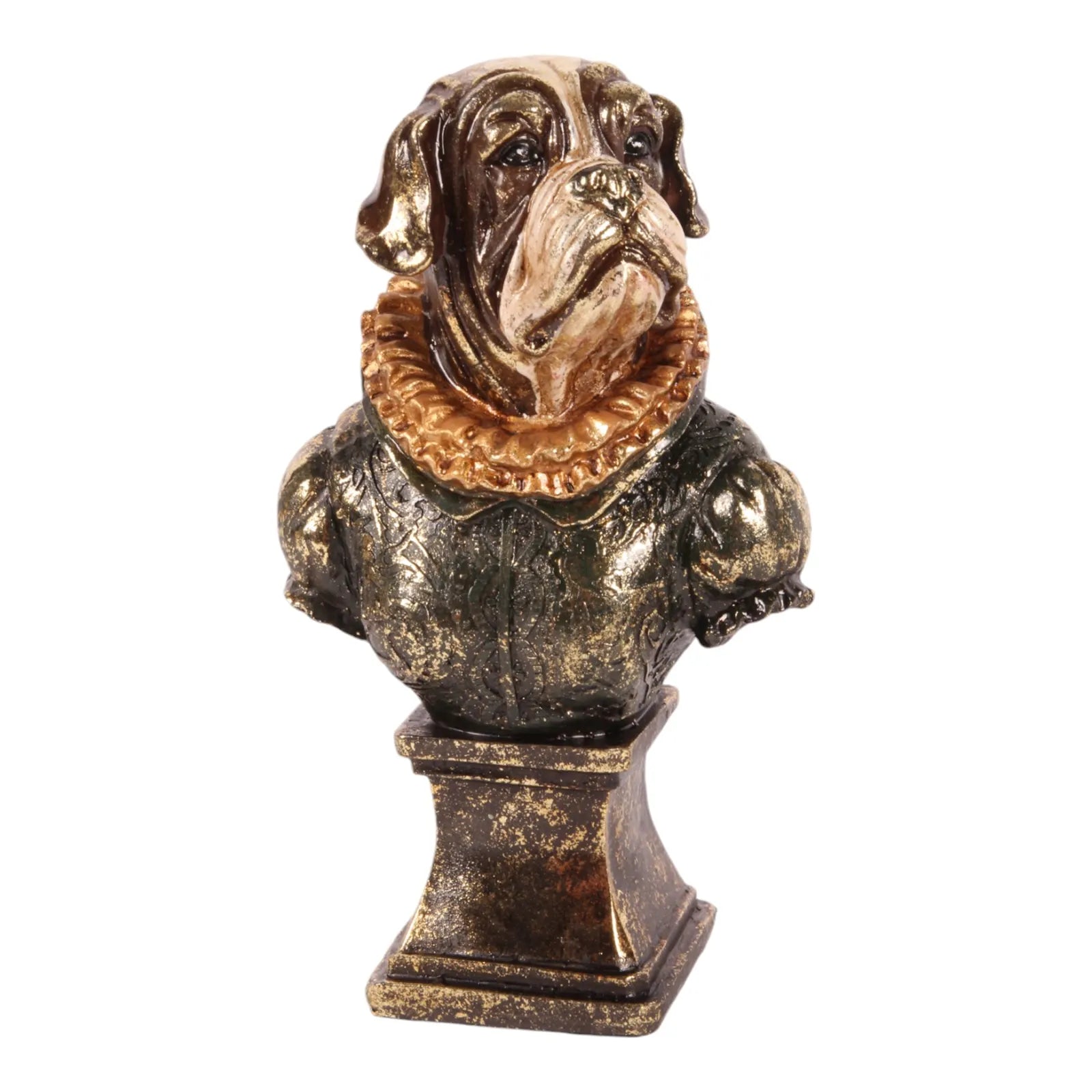 honden buste goud groen antiek decoratief beeld dutch style