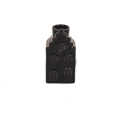 Zwart Keramiek Huisje – Kaarsenhouder – 11 cm