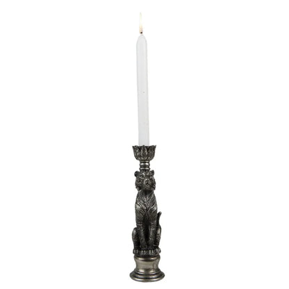 Silberner Tiger Kerzenständer – Luxuriöser Blickfang 25 cm