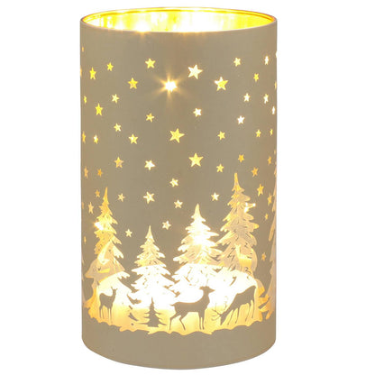 Glazen LED Kerstlamp met Wintertafereel – Zwart, Crème-Goud of Rood | 15 cm