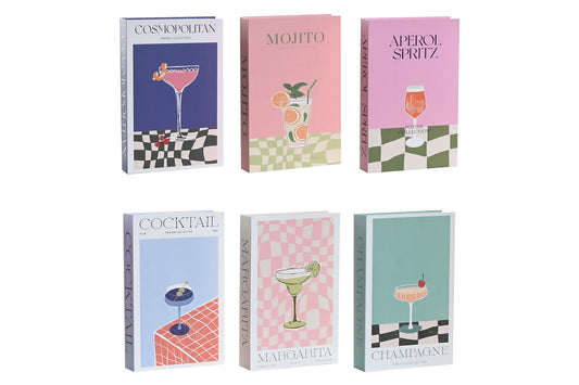 decoratieve boek box cocktail opbergdoos set met illustraties cocktails kleurrijk