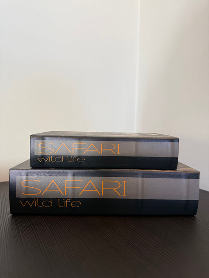 Decorative Book Storage Box Lion – Safari – Set of 2 – Black